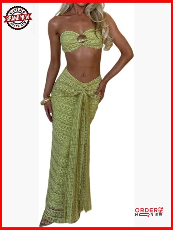 Dresses & Skirts - Two Piece Set Tube Top Maxi Skirt Boho Summer Beach Outfit